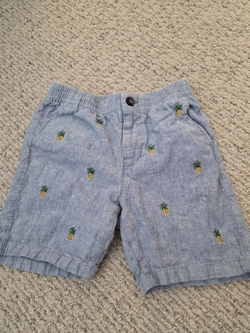 Janie and Jack Light Blue Pineapple Embroidered Shorts Size 6
